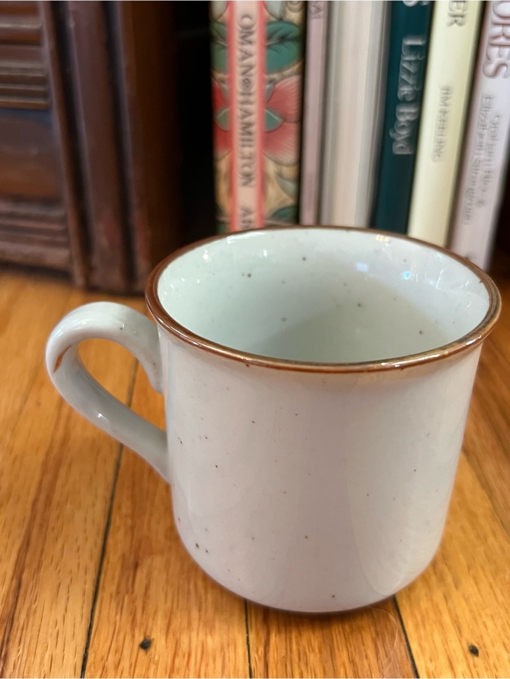Speckled Ceramic Mug with Copper/Rose Gold-Colored Accent Rim